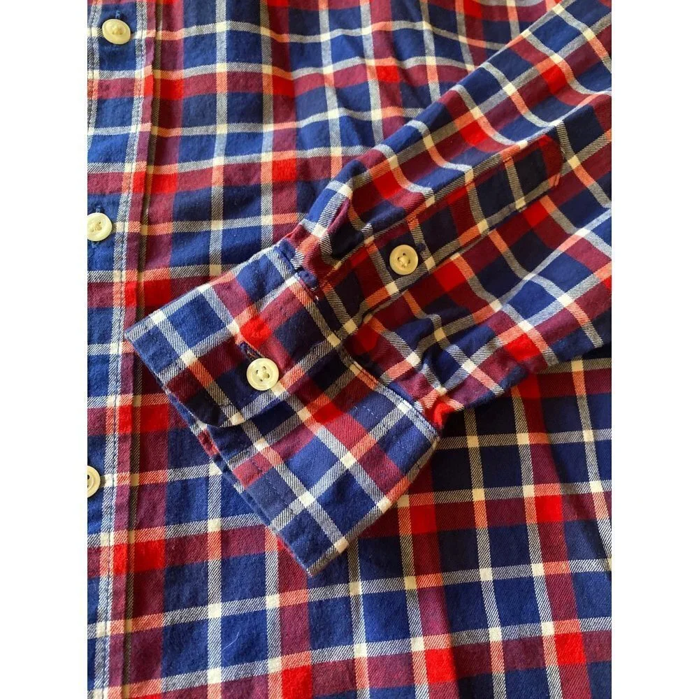 Ralph Lauren Boys XL Red‎ Blue Plaid Button Down Long Sleeve Shirt 18-20